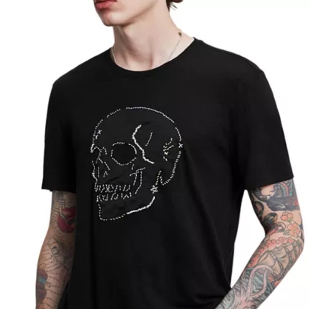 John Varvatos Skull Embroidered Tee - Large